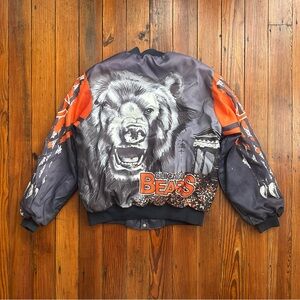 Vintage 1990 Chalk Line Chicago Bears claw sleeve 4 sided bomber jacket Large